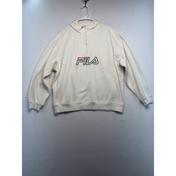 Fila Other - Vintage FILA Men Sweatshirt XL White 1/4 Zip Mock Neck Pullover Logo 90s Active